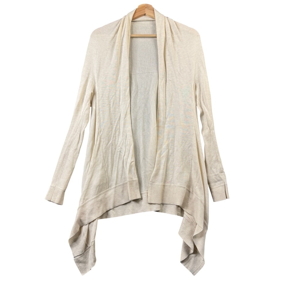Lululemon Cashlu Wrap Cardigan Sweater Ivory Cream Sz 6 Asymmetrical Shawl